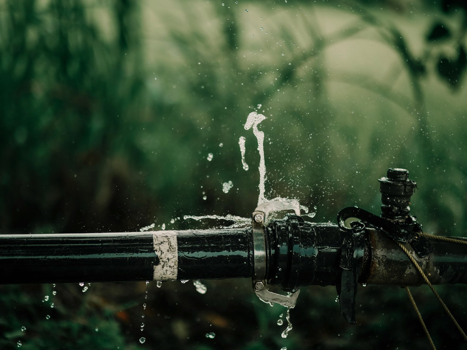 Water escaping from a leaking pipe